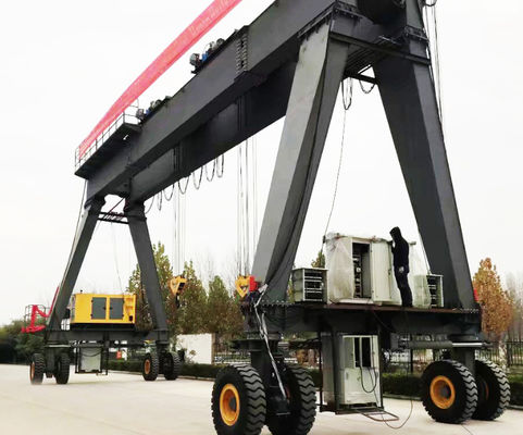 5 - 500 ton Kapasitas RTG Crane Listrik Double Beam Rubber Ban Gantry Crane