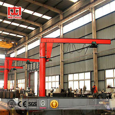 2000 Kg Stasioner Jib Crane Dengan 2 Kecepatan Hoist 360 Derajat Slewing